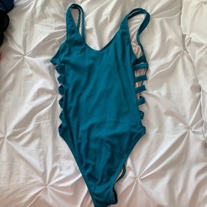 Cut out teal one-piece